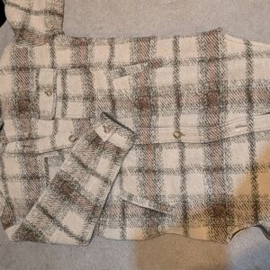 GAP Plaid Shacket in Cream, Olive & Rust